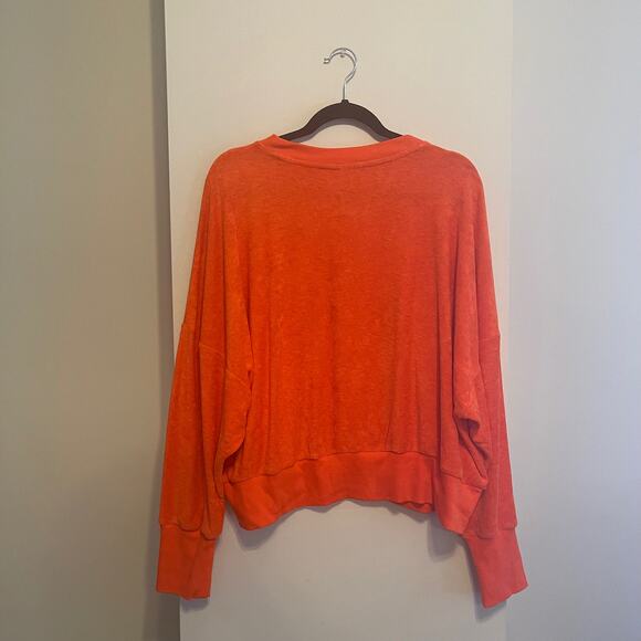 Old Navy Orange Loose Cropped Long-Sleeve Performance Slub-Knit Terry Sweatshirt - Picture 6 of 6